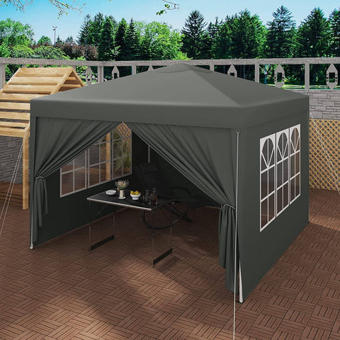 Rootz Gazebo Pop-Up Tent - Waterproof Pagoda - Sun Shelter - UV Protection, Rain Resistant, Easy Setup - Metal and 210D Oxford Fabric - 3 x 3 m Grey