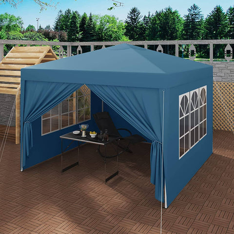 Rootz Gazebo Pop-Up Tent - Waterproof Pagoda - Sun Shelter - UV Protection - Rain Resistant - Easy Setup - 3m x 3m Blue