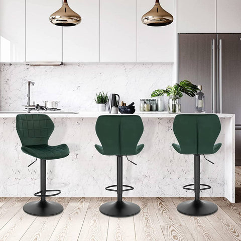 Rootz Bar Stool - Adjustable Stool - Swivel Chair - Comfortable Velvet Seating - Stable Metal Frame - Versatile Design - 48cm x 38cm x 60-82cm