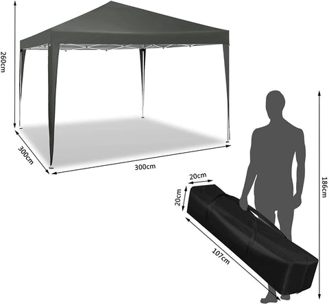 Rootz Ultimate Outdoor Gazebo - Pavilion - Event Tent - Sturdy & Rust-Proof - Waterproof & UV Protected - Easy Setup with Adjustable Height - 3x3m
