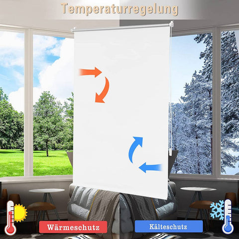 Rootz Roller Blind - Thermo Roll Shade - Blackout Blind - Heat Insulation - White 70cm x 160cm