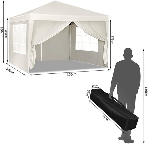 Rootz Ultimate Outdoor Gazebo - Event Pavilion - Weatherproof Canopy - Sturdy, Adjustable Height, Easy Setup - Coated Metal Frame, 210D Oxford Fabric - 3m x 3m