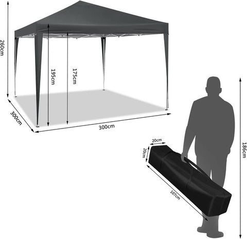 Rootz Premium Outdoor Gazebo - Pavilion - Canopy - Waterproof - UV Protection - Easy Setup - 3x3m - Anthracite