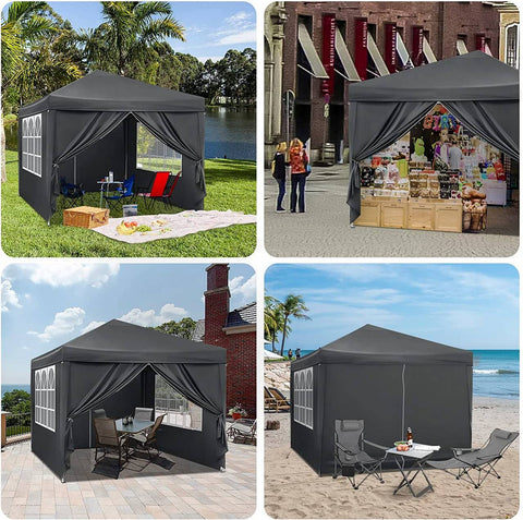 Rootz Premium Outdoor Gazebo - Event Pavilion - Garden Canopy - Sturdy, Waterproof, UV Protection - Easy Setup - 3x3m - Metal Frame, 210D Oxford Fabric
