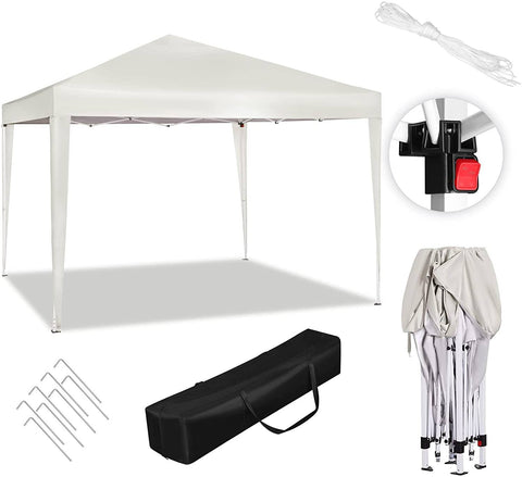 Rootz Gazebo Pop-Up Tent - Waterdichte Pagode - Zonbeschermingsluifel - UV- en regenscherm - Eenvoudige installatie - Verstelbare hoogte - 3m x 3m - Beige
