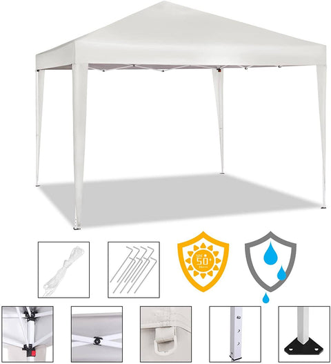 Rootz Gazebo Pop-Up Tent - Waterdichte Pagode - Zonbeschermingsluifel - UV- en regenscherm - Eenvoudige installatie - Verstelbare hoogte - 3m x 3m - Beige