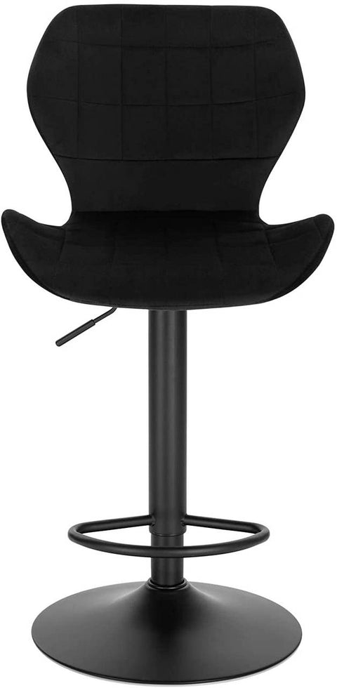 Rootz Adjustable Swivel Bar Stool - Counter Stool - Rotating Chair - High-Density Foam - Velvet Cover - Sturdy Metal Frame - 48cm x 38cm x 60-82cm