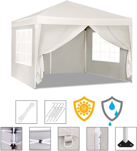 Rootz Ultimate Outdoor Gazebo - Event Pavilion - Weatherproof Canopy - Sturdy, Adjustable Height, Easy Setup - Coated Metal Frame, 210D Oxford Fabric - 3m x 3m