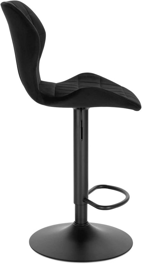 Rootz Velvet Metal Bar Stool - Counter Stool - Swivel Chair - Comfortable High-Density Foam - Adjustable Height - Sturdy Design - 48cm x 38cm x 60-82cm