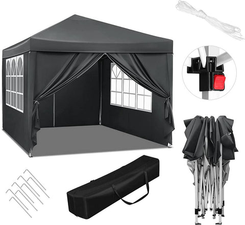 Rootz Premium Outdoor Gazebo - Event Pavilion - Garden Canopy - Sturdy, Waterproof, UV Protection - Easy Setup - 3x3m - Metal Frame, 210D Oxford Fabric