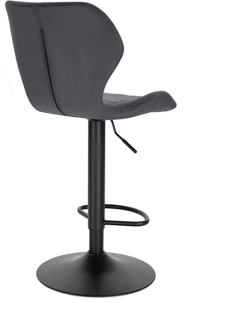 Rootz Velvet Swivel Bar Stool - Adjustable Counter Chair - Rotating Seat - Plush Comfort - Sturdy Metal Base - Height 60-82cm - 48cm x 38cm
