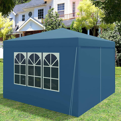 Rootz Gazebo Pop-Up Tent - Waterproof Pagoda - Sun Shelter - UV Protection - Rain Resistant - Easy Setup - 3m x 3m Blue