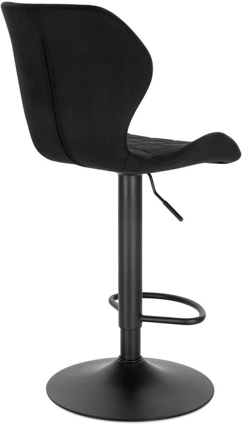 Rootz Adjustable Swivel Bar Stool - Counter Stool - Rotating Chair - High-Density Foam - Velvet Cover - Sturdy Metal Frame - 48cm x 38cm x 60-82cm