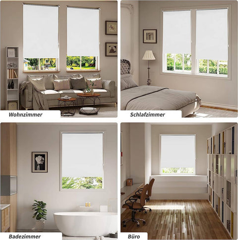 Rootz Roller Blind - Thermorollo - Sunshade - UV Protection - 105cm x 160cm - Easy Install, No Drill - White
