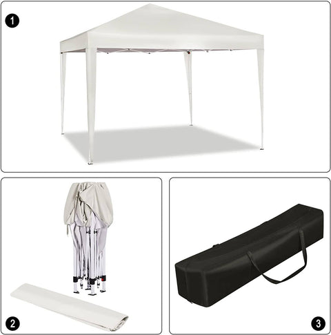 Rootz Gazebo Pop-Up Tent - Waterdichte Pagode - Zonbeschermingsluifel - UV- en regenscherm - Eenvoudige installatie - Verstelbare hoogte - 3m x 3m - Beige