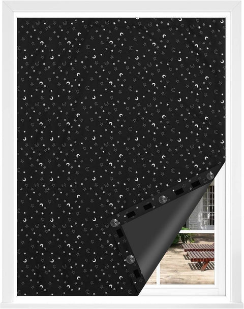 Rootz Blackout Roller Blind - Thermal Window Shade - Light Blocking Curtain - Portable & Durable - 100% Polyester - 130x200cm - Black