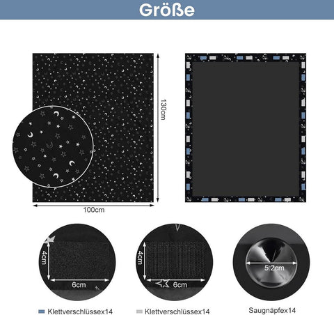 Rootz Blackout Roller Blind - Thermal Window Shade - Light Blocking Curtain - Portable & Durable - 100% Polyester - 130x200cm - Black