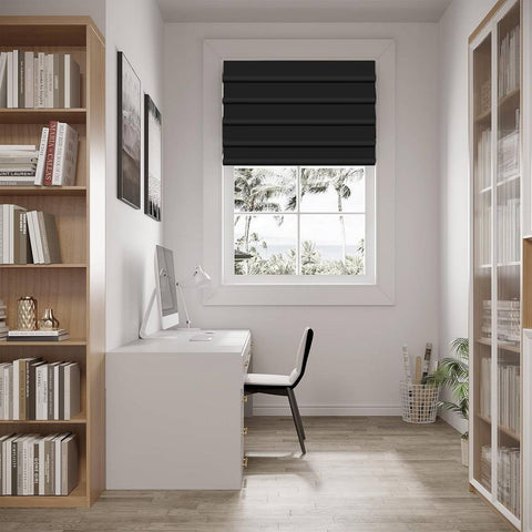 Rootz Black Roller Blind - Window Shade - UV Blocking Curtain - Temperature Regulation - 130x100 cm