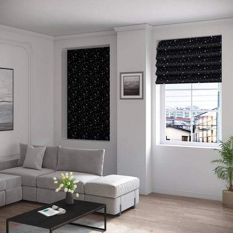 Rootz Roller Blind - Skylight Shade - Window Blinds - 100% Darkening - 130 x 200 cm - Black with Motif - No Drilling Required