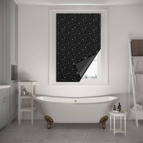 Rootz Roller Blind - Skylight Shade - Window Blinds - 100% Darkening - 130 x 200 cm - Black with Motif - No Drilling Required