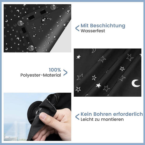 Rootz Roller Blind - Skylight Shade - Window Blinds - 100% Darkening - 130 x 200 cm - Black with Motif - No Drilling Required