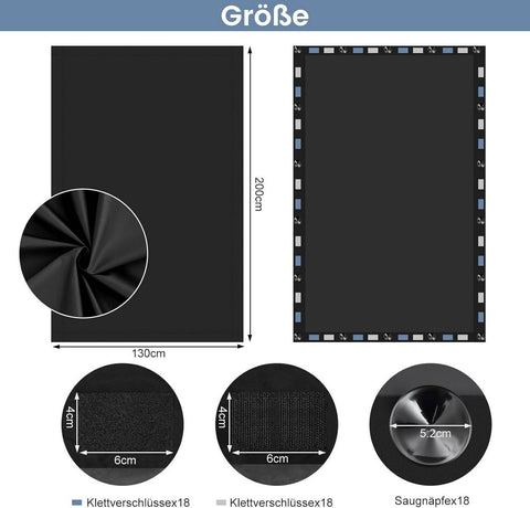 Rootz Roller Blind – Blackout Window Shade – Suction & Velcro Fasteners – 100% UV Blockage – 130 x 200 cm