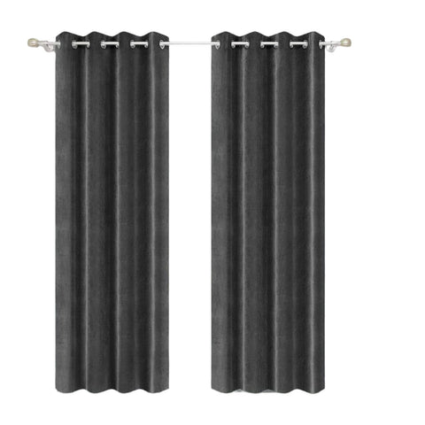Rootz Dignification Curtains Set - Window Drapes - Eyelet Curtains - Energy-Saving - 140x245 cm - Grey - 100% Polyester