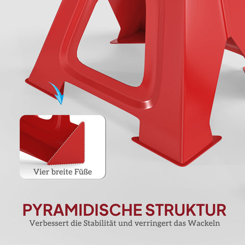 Rootz 2 Piece Adjustable Supporting Blocks - Load-Bearing Stands - Car Jack Stands - 6 Ton Capacity, Red - Enhances Vehicle Stability - 26cm x 37.5-59.2cm