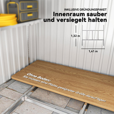 Rootz Metal Device House - Storage Shed - Equipment Shed - Ventilated Outdoor Storage - 154x206.5x181 cm