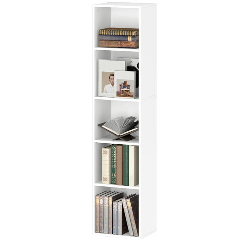 Rootz White Bookshelf - 5-Tier Shelf - Adjustable Storage - Flexibility in Organization - 30 x 24 x 133.5 cm
