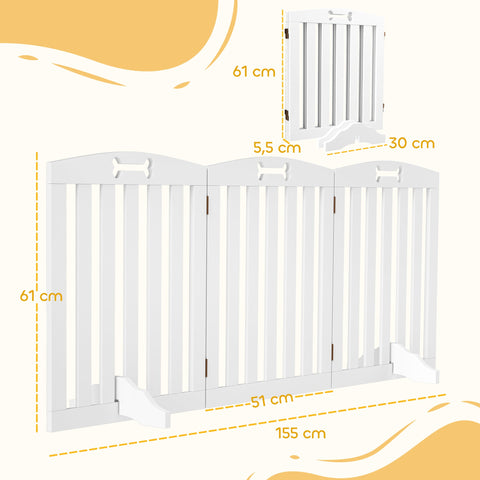 Rootz Free-Standing Dog Grille - Pet Barrier - Dog Gate - Non-Slip Feet - 155cm x 30cm x 61cm