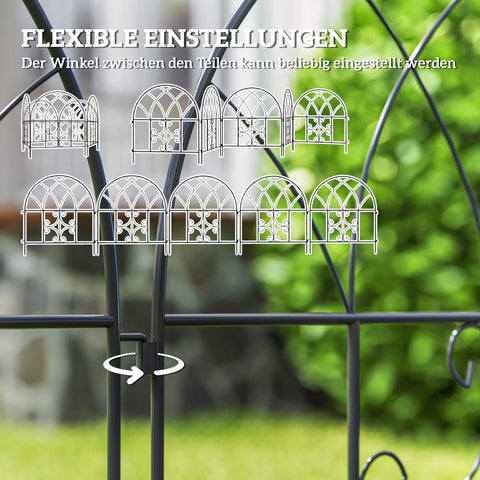 Rootz Decorative Garden Fence Set - Lattice Fence - Steel Fencing - Tool-Free Assembly - 300cm x 70cm Black