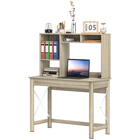 Rootz Desk with Storage - Bookshelf - Wooden Desk - Optimal Organization - 105cm x 50cm x 137.5cm