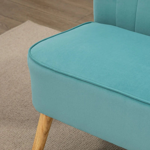 Rootz Sofa - Retro Design - 2 Seater Sofa - Wooden Legs - Wood - Fabric - Velvety Polyester - Green - 117cm x 56.5cm x 77cm