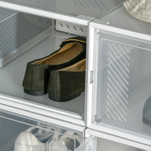 Rootz 8 Piece Shoe Rack - Stackable Shoe Boxes - Modular Shoe Organizer - Dust Protection - 28 x 36 x 21cm