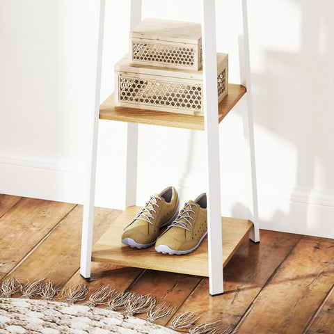 Rootz Clothes Rack - Coat Stand - Wardrobe Organizer - Space Saving - White and Brown- 42cm x 42cm x 170cm