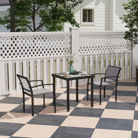 Rootz 3-Part Outdoor Dining Set - Patio Table Set - Weather-Resistant Furniture - Steel Frames - Table: 70x70x72cm, Chair: 55.5x59x80cm