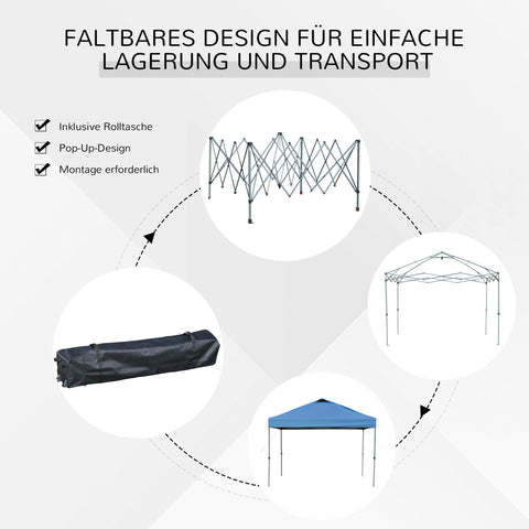 Rootz Garden Pavilion - Folding Pavilion - Marquee - UV Protection - 2.95m x 2.95m x 2.64m - Blue - Oxford Fabric