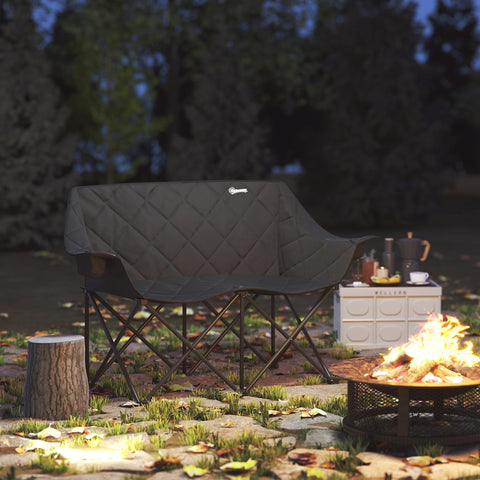 Rootz 2 Seated Camping Chair - Foldable - Outdoor Furniture - Supports Up to 250kg - Black - 145cm x 60cm x 92cm