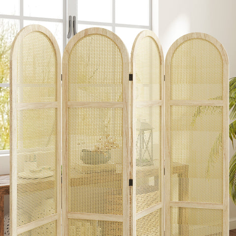 Rootz 4 Panel Wood Paravent - Room Divider - Folding Screen - Elegant Privacy Solution - 170 x 160 cm