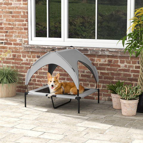 Rootz Dog Bed with Roof - Outdoor Dog Shelter - Elevated Dog Cot - Breathable & Water-Repellent - 91 x 76 x 89 cm - Comfort & Protection