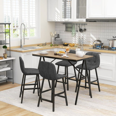 Rootz 5-Piece Bar Table Set - Dining Set - Pub Table and Chairs - Industrial Design - Space-saving - Dark Gray - 120cm x 60cm x 91cm