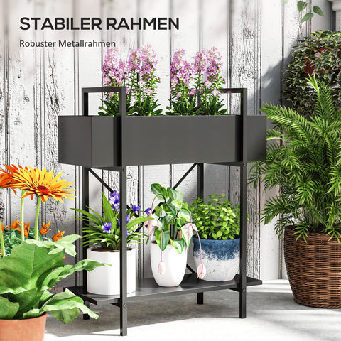 Rootz 2 Level Plant Stands - Flower Pot Stands - Metallic Flower Staircase - Rust Resistant - 60cm x 25cm x 70cm