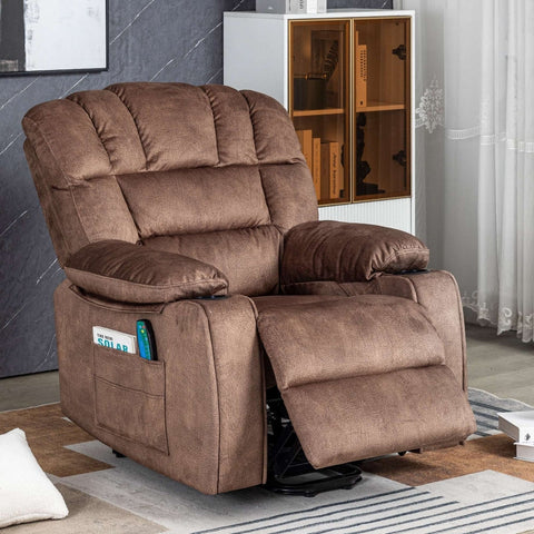 Rootz Electric Adjustable Massage Chair - Velvet Recliner - Relaxation Chair - Ergonomic Heat & Vibration - 84L x 100W x 105H cm