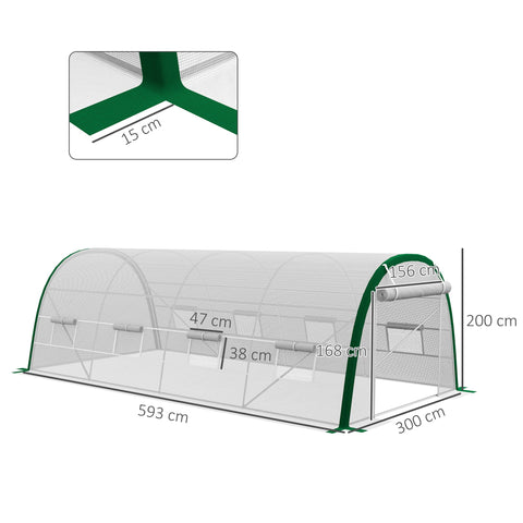 Rootz Garden Tunnel Greenhouse - Polytunnel - Plant Shelter - UV Protection - 593cm x 300cm x 200cm