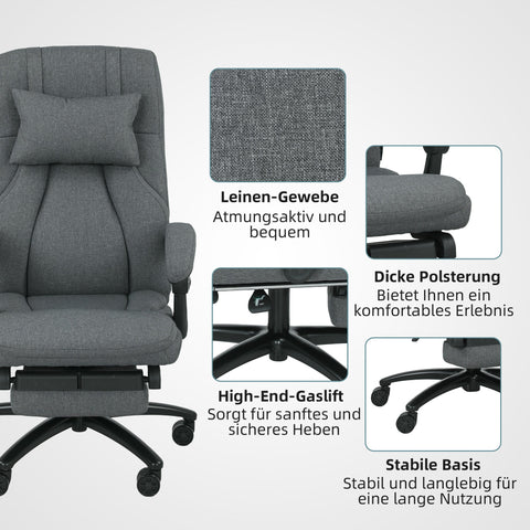 Rootz Massage Office Chair - Ergonomic Chair - Swivel Chair - Vibration Massage - Grey - 64cm x 74cm x 109-117cm