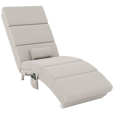 Rootz Relax Armchair Massage Chair - Heating Chaiselongue - Linen Look - Lumbar Support - 56cm x 168cm x 84cm Brown