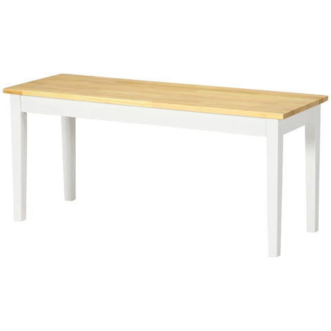Rootz Wooden 2-Seater Bench - Solid Wood - Lacquered Bench - Natural + White - Sturdy Pine Wood - Minimalist Design - Easy to Care For - 36D x 102W x 45H cm