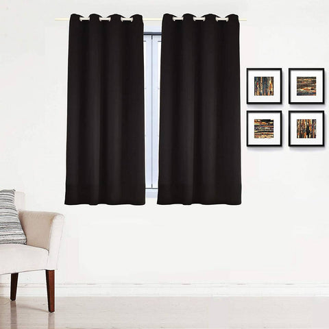 Rootz Black Curtain - Drapes - Window Covering - Energy-Saving & Sound-Dampening - 135cm x 225cm