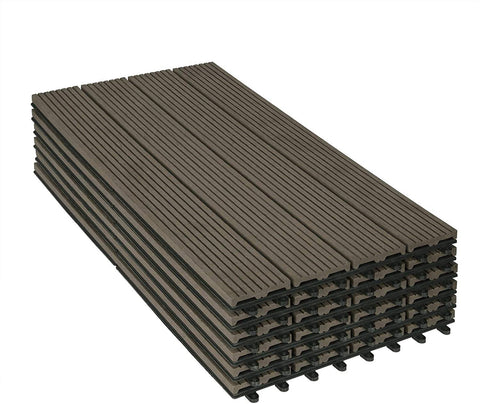 Rootz Premium WPC Terrace Tiles - Outdoor Flooring - Decking Tiles - Durable, Easy Installation, Low Maintenance - 30cm x 60cm